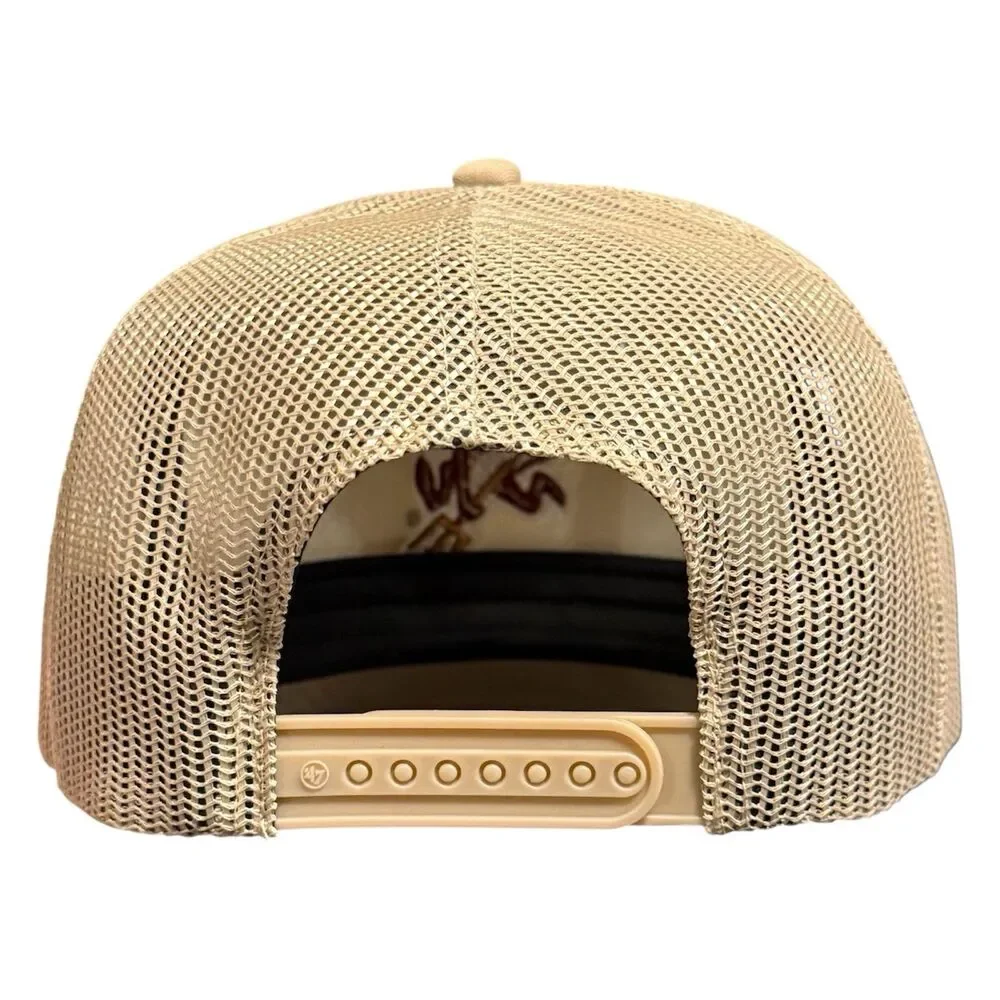 Arizona State Sun Devils Foam Front Mesh Trucker Snapback Hat 47 Brand Khaki ASU